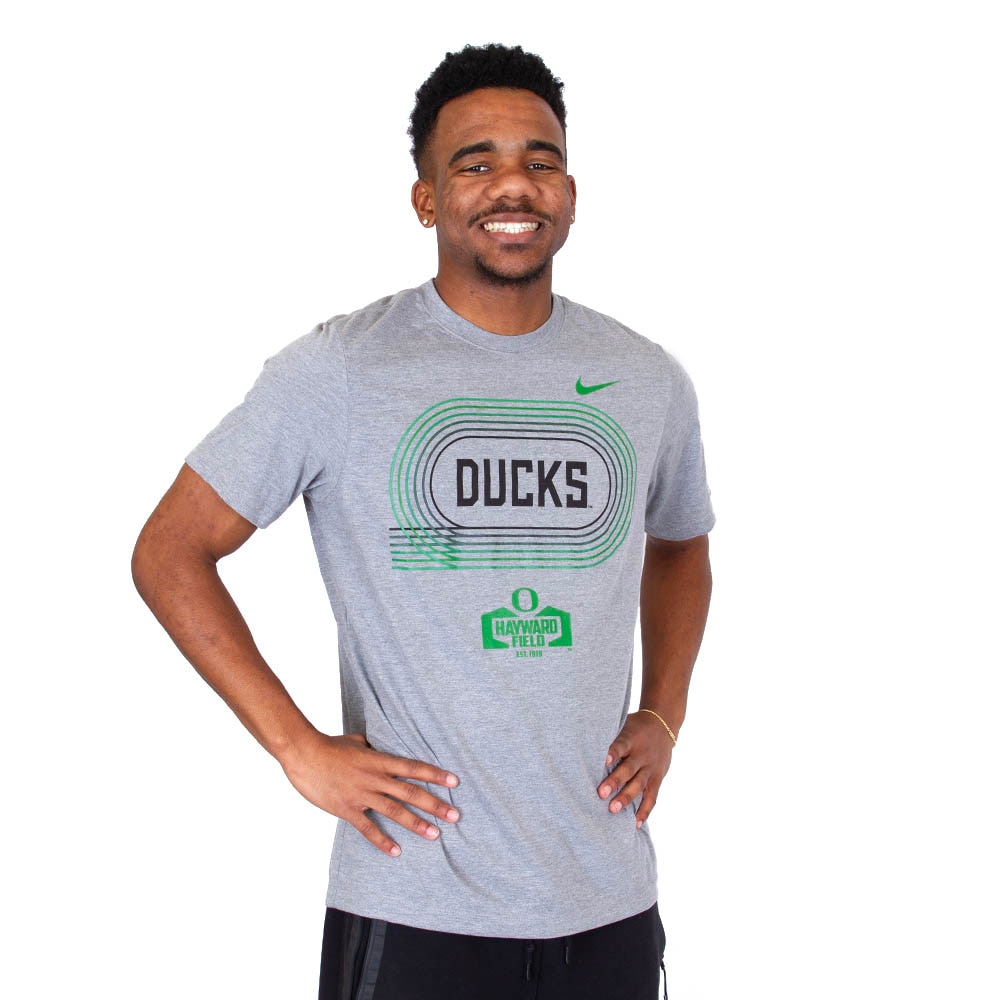 Hayward Field, Nike, Grey, Crew Neck, Tri-blend, Men, Track & Field, Track, T-Shirt, 853997